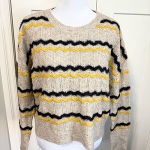 Meraki tan long sleeve sweater with yellow and  black stripes size small